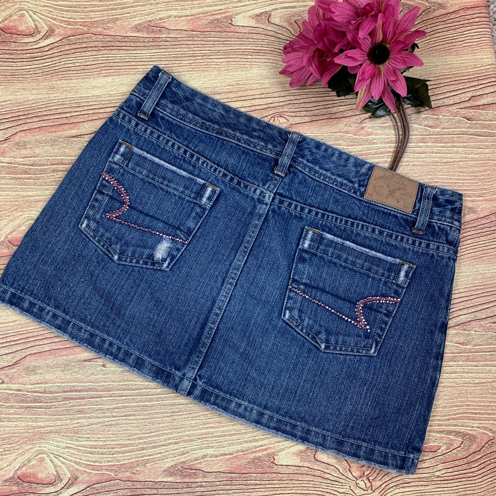 American Eagle distressed denim mini, size 4